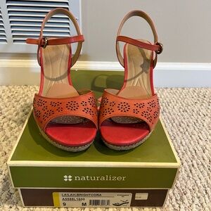 Naturalizer Open Toe Wedges - Coral - 9M
